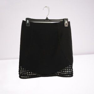Nameless Mesh Net Cutout Hem Black Miniskirt SZ S